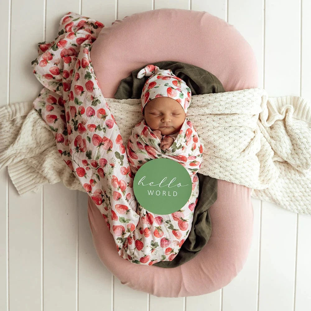 Snuggle Hunny Kids Linen Sheets Strawberry Organic Muslin Wrap