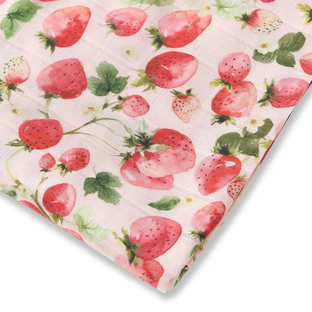 Snuggle Hunny Kids Linen Sheets Strawberry Organic Muslin Wrap