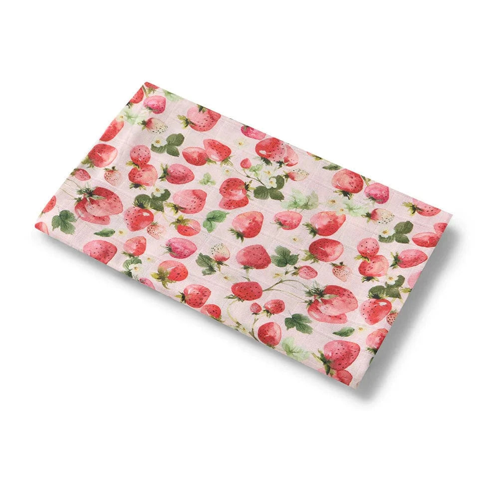 Snuggle Hunny Kids Linen Sheets Strawberry Organic Muslin Wrap