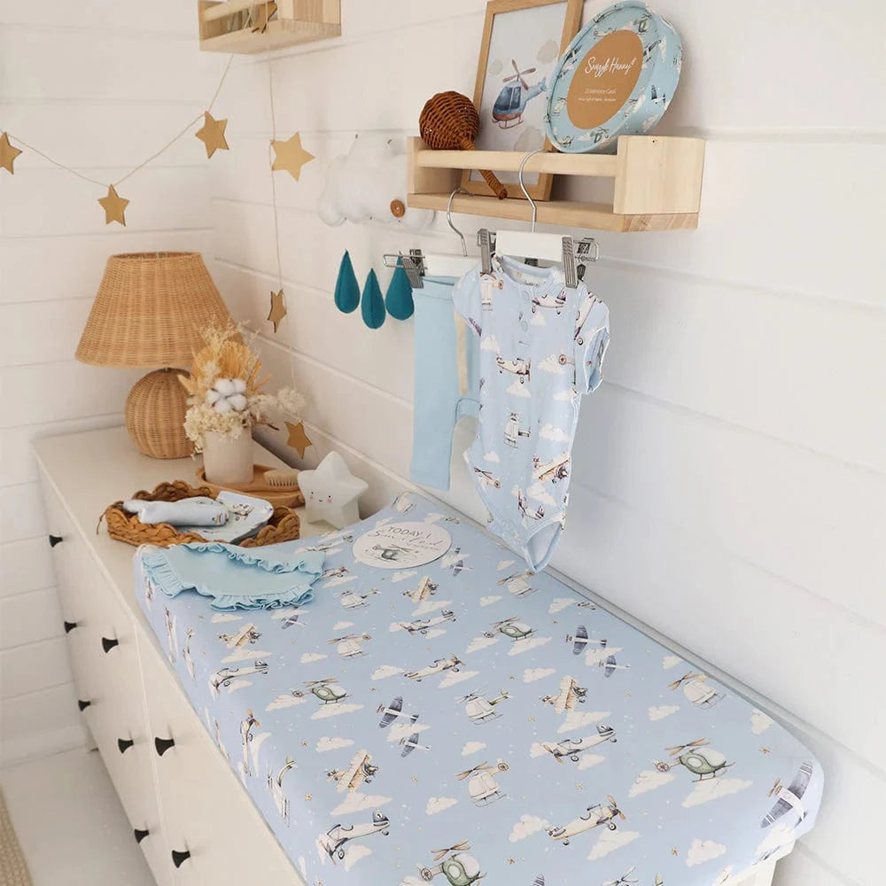 Snuggle Hunny Kids Linen Sheets Taking Flight Organic Bassinet Sheet / Change Pad Cover