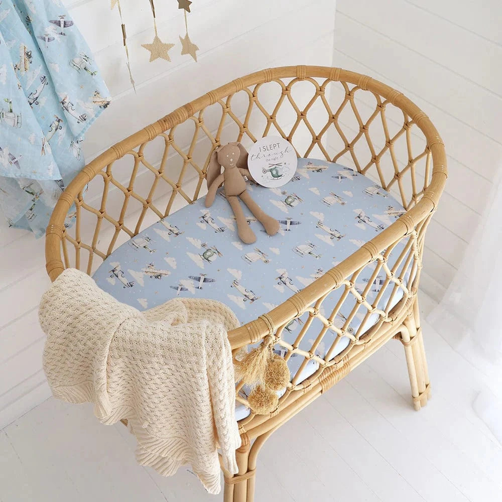 Snuggle Hunny Kids Linen Sheets Taking Flight Organic Bassinet Sheet / Change Pad Cover