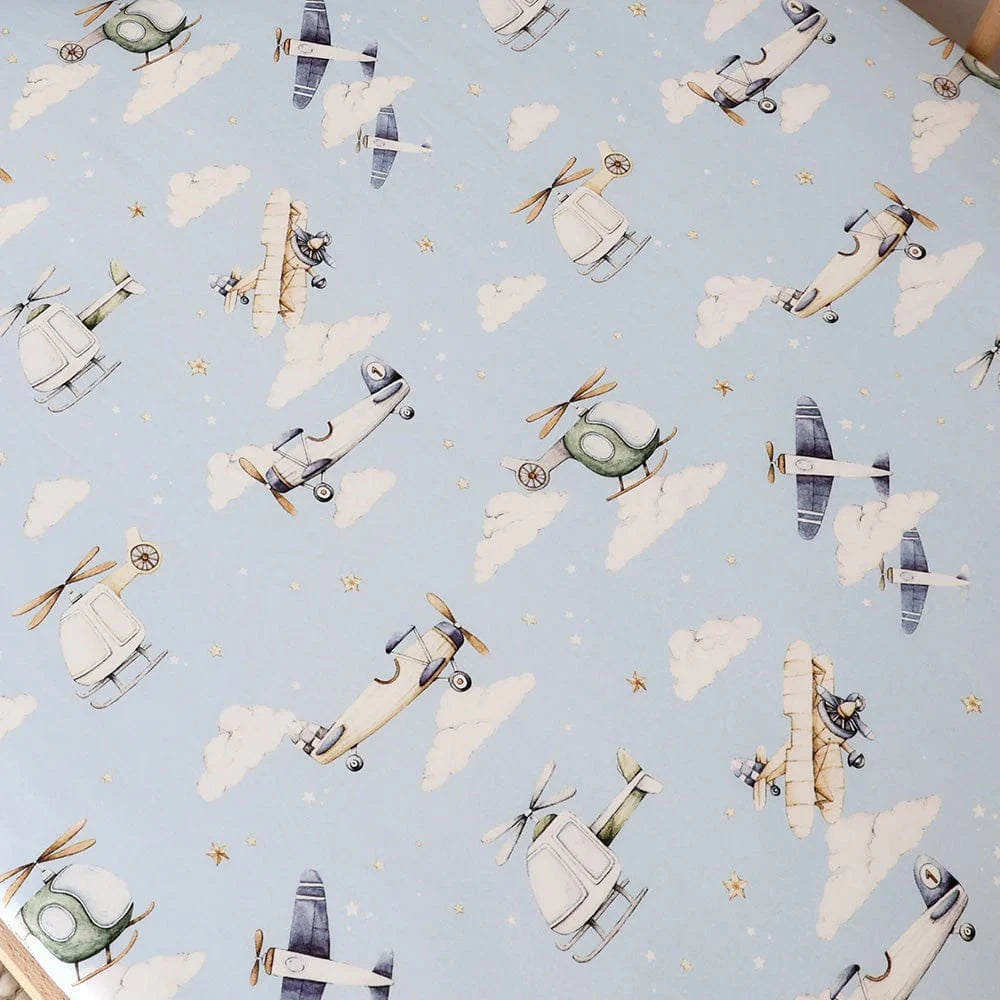 Snuggle Hunny Kids Linen Sheets Taking Flight Organic Fitted Cot Sheet
