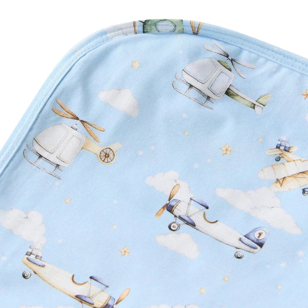 Snuggle Hunny Kids Linen Sheets Taking Flight Organic Jersey Wrap & Beanie Set