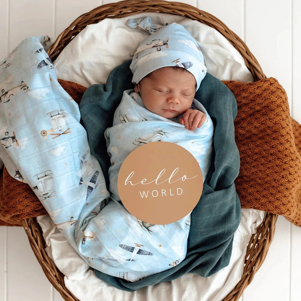 Snuggle Hunny Kids Linen Sheets Taking Flight Organic Muslin Wrap