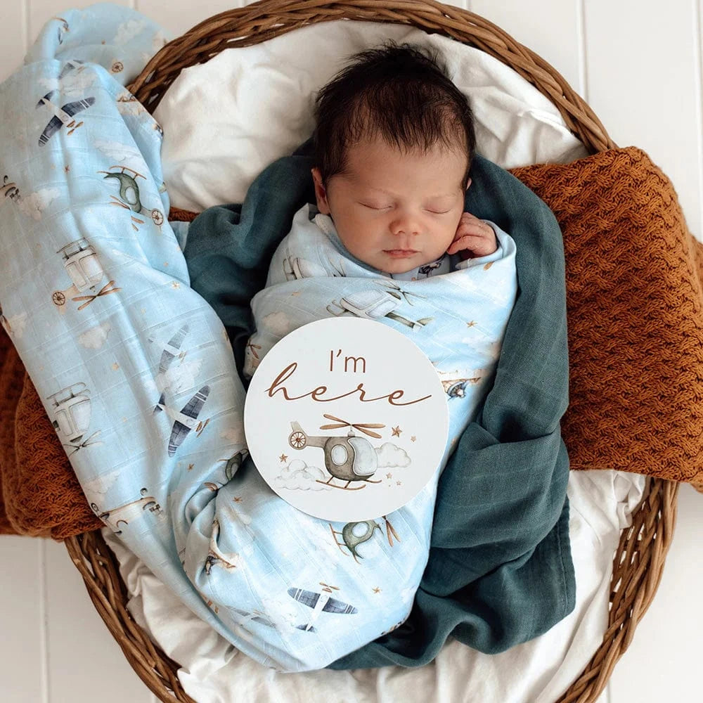 Snuggle Hunny Kids Linen Sheets Taking Flight Organic Muslin Wrap