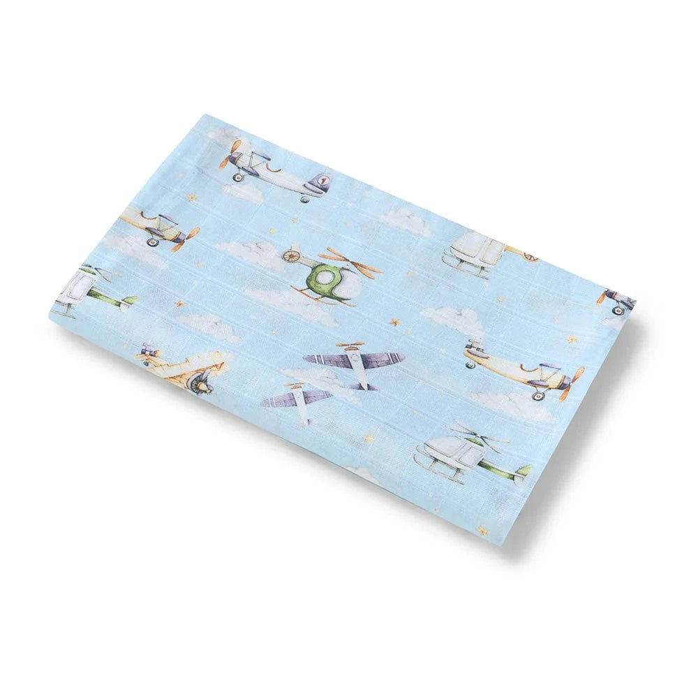 Snuggle Hunny Kids Linen Sheets Taking Flight Organic Muslin Wrap