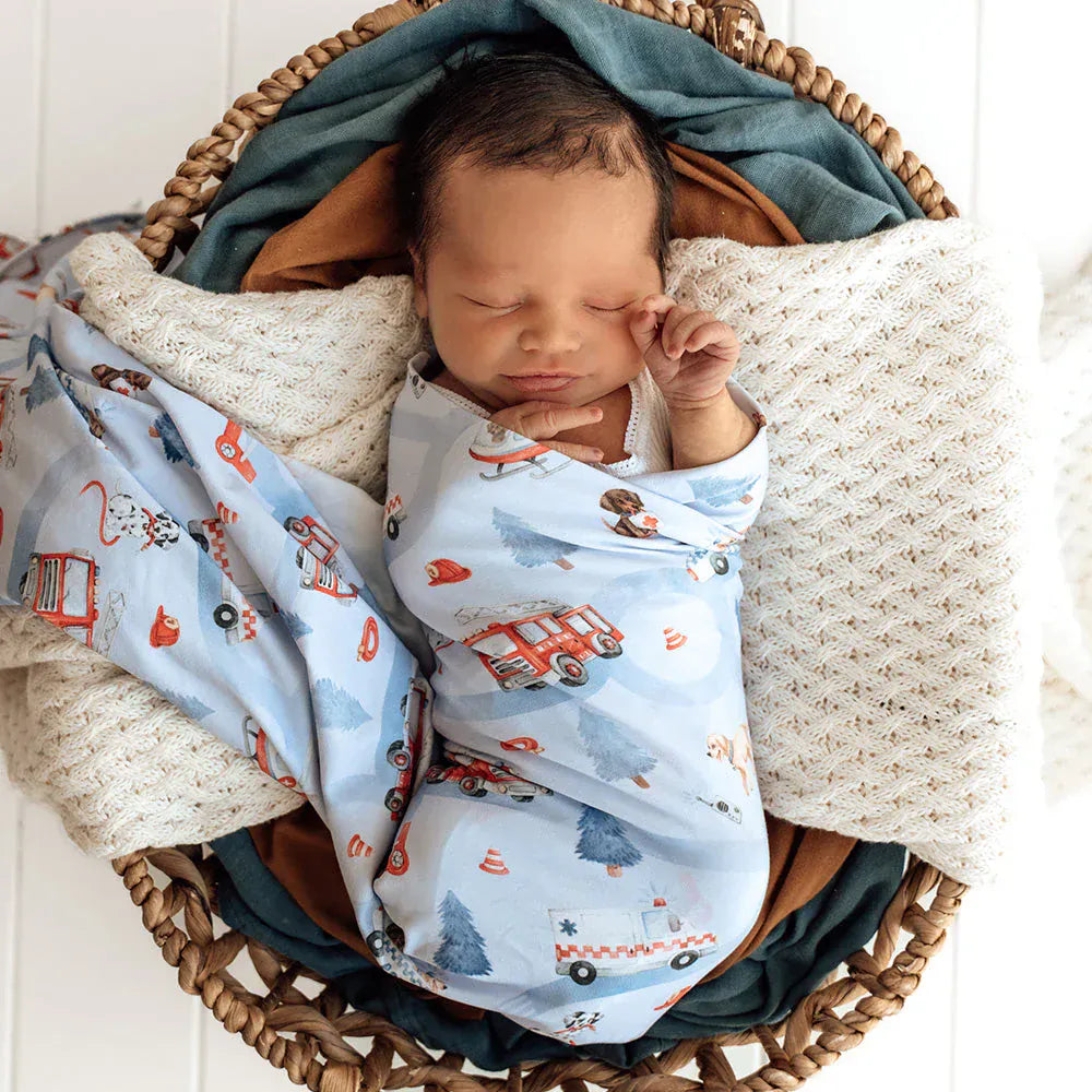 Snuggle Hunny Kids Linen Sheets To The Rescue Organic Jersey Wrap & Beanie Set