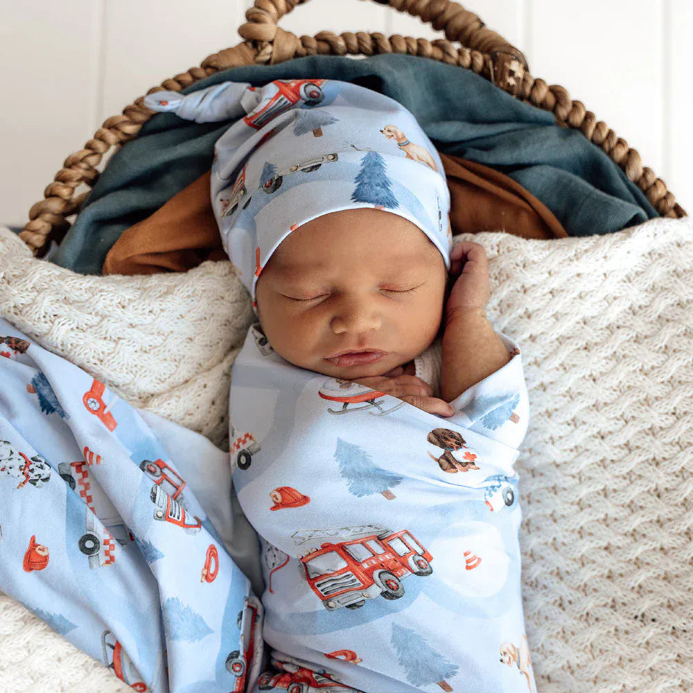 Snuggle Hunny Kids Linen Sheets To The Rescue Organic Jersey Wrap & Beanie Set