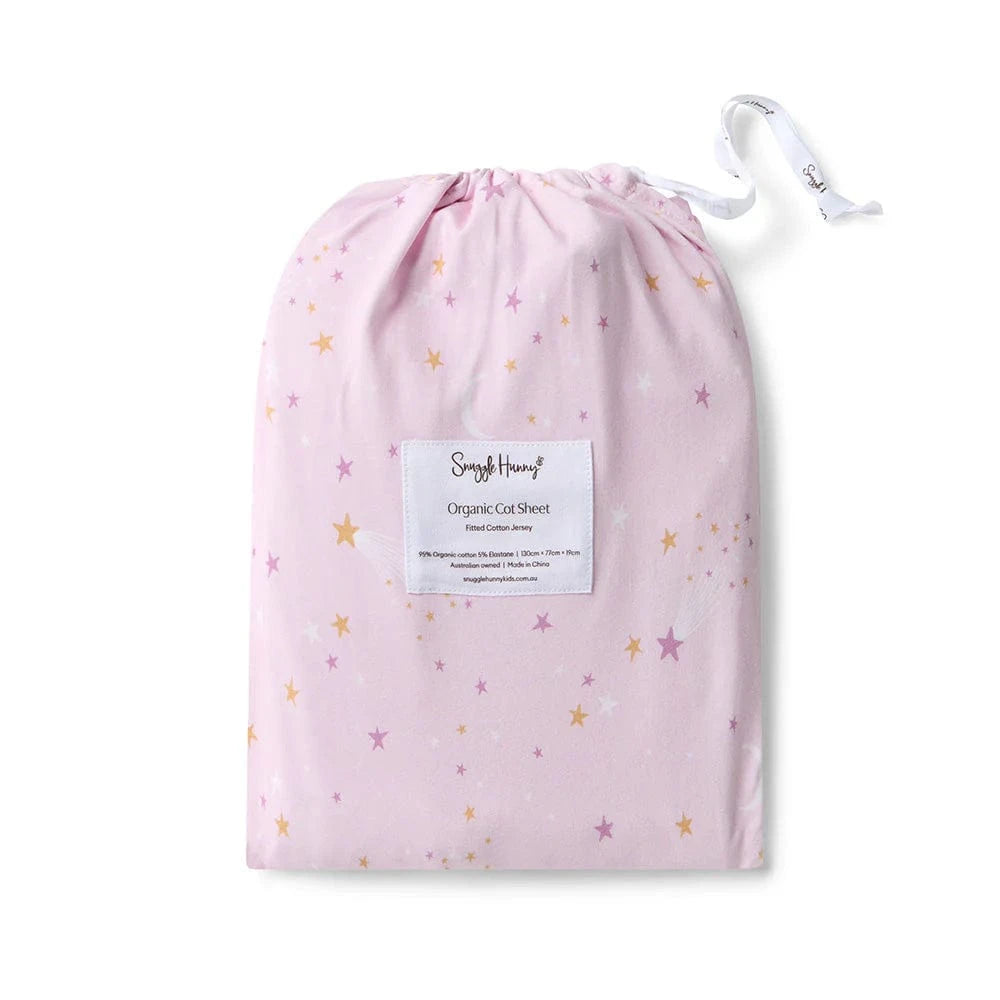 Snuggle Hunny Kids Linen Sheets Twinkle Organic Fitted Cot Sheet
