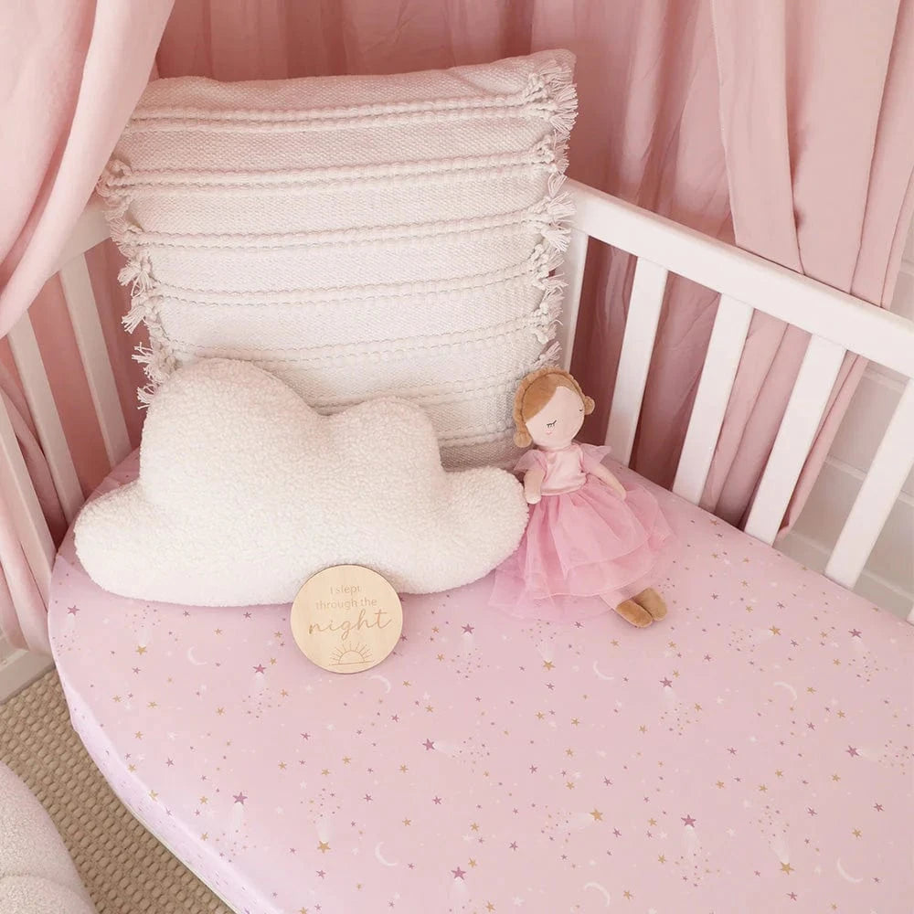 Snuggle Hunny Kids Linen Sheets Twinkle Organic Fitted Cot Sheet