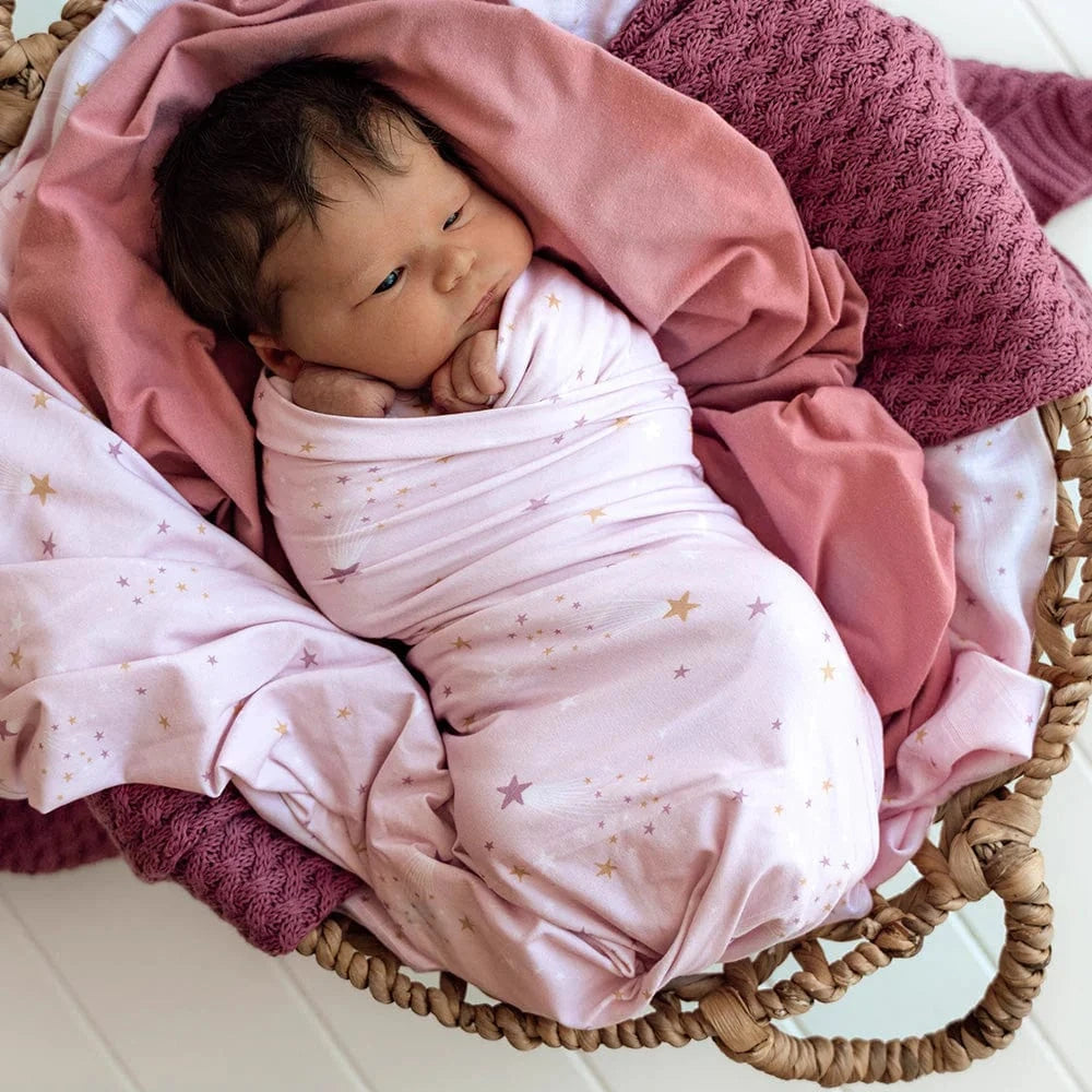 Snuggle Hunny Kids Linen Sheets Twinkle Organic Jersey Wrap & Topknot Set