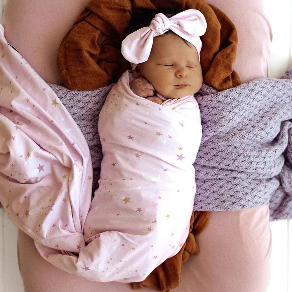 Snuggle Hunny Kids Linen Sheets Twinkle Organic Jersey Wrap & Topknot Set