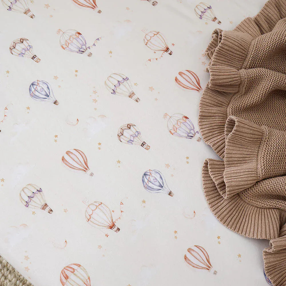 Snuggle Hunny Kids Linen Sheets Up & Away Organic Fitted Cot Sheet