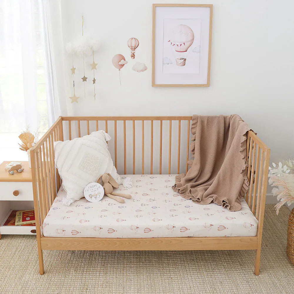 Snuggle Hunny Kids Linen Sheets Up & Away Organic Fitted Cot Sheet