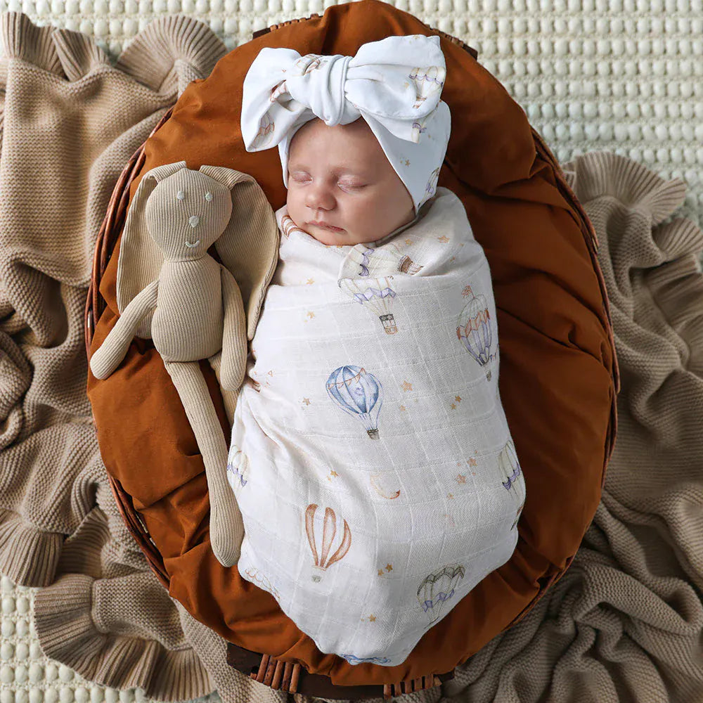 Snuggle Hunny Kids Linen Sheets Up & Away Organic Muslin Wrap