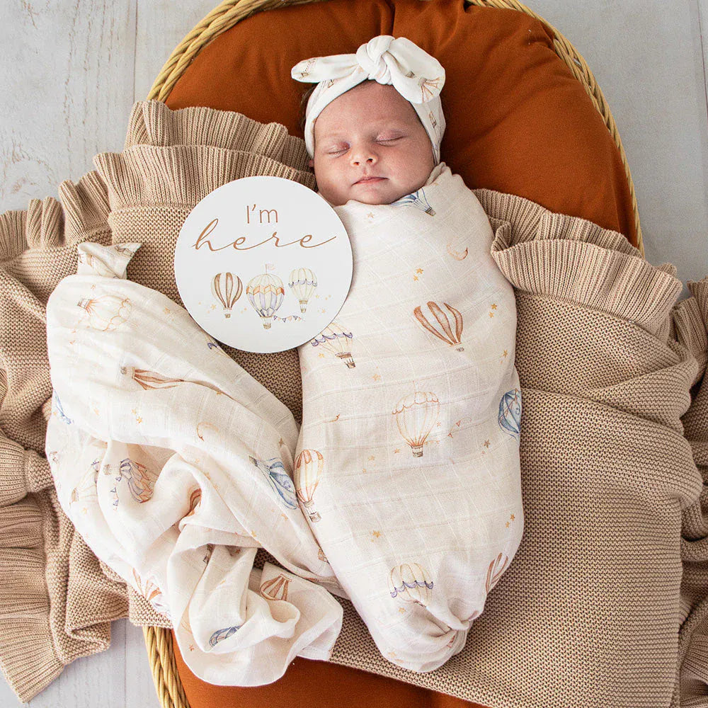Snuggle Hunny Kids Linen Sheets Up & Away Organic Muslin Wrap