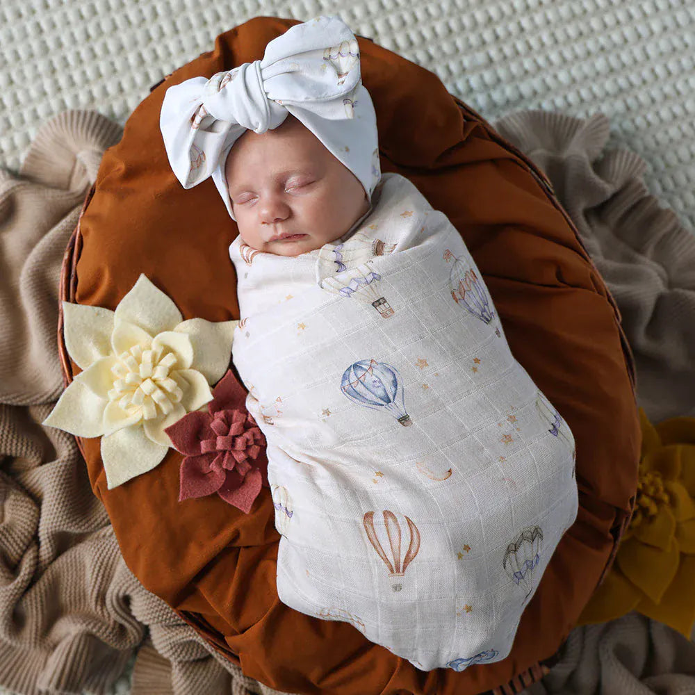 Snuggle Hunny Kids Linen Sheets Up & Away Organic Muslin Wrap