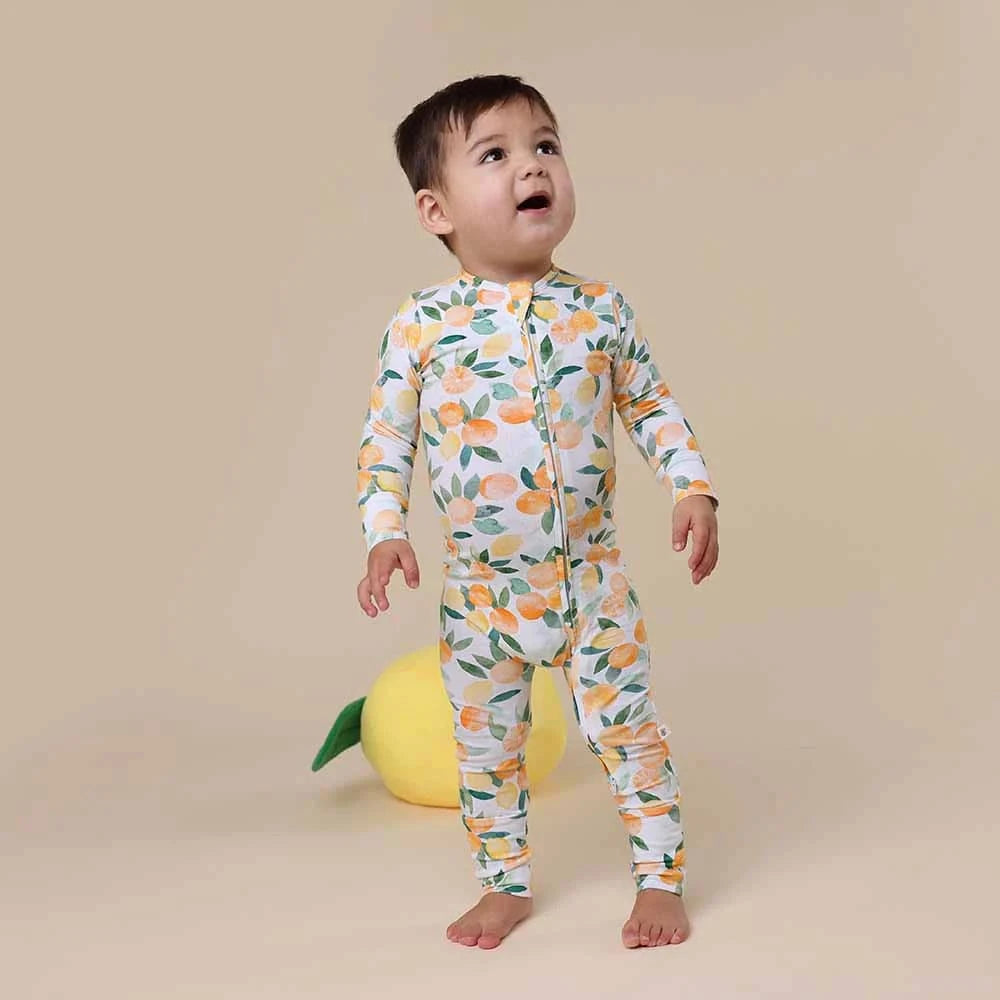 Snuggle Hunny Kids Unisex Onesie Citrus Squeeze Organic Snugglesuit Convertible Romper