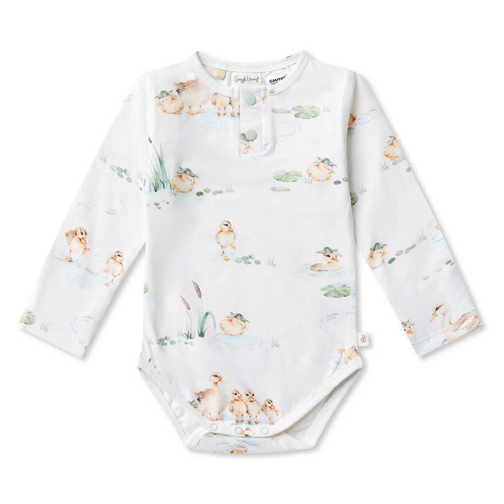 Snuggle Hunny Kids Unisex Onesie Duck Pond Long Sleeve Organic Bodysuit