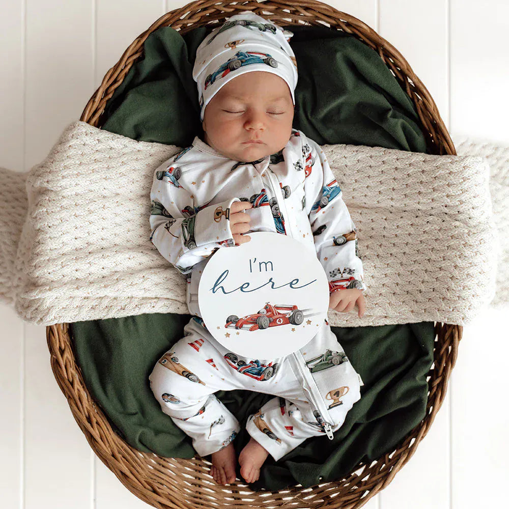 Snuggle Hunny Kids Unisex Onesie Little Racers Organic Snugglesuit Convertible Romper