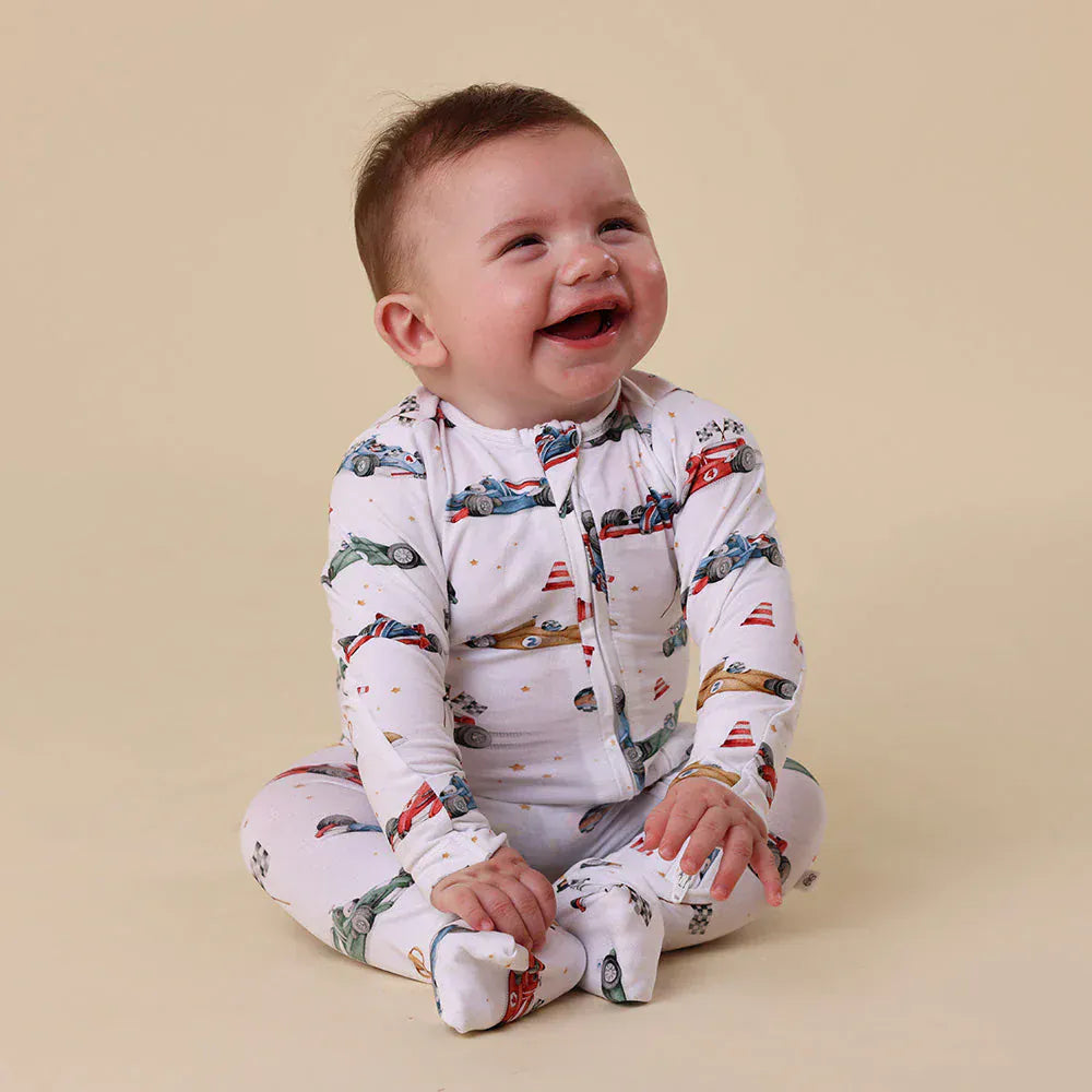 Snuggle Hunny Kids Unisex Onesie Little Racers Organic Snugglesuit Convertible Romper