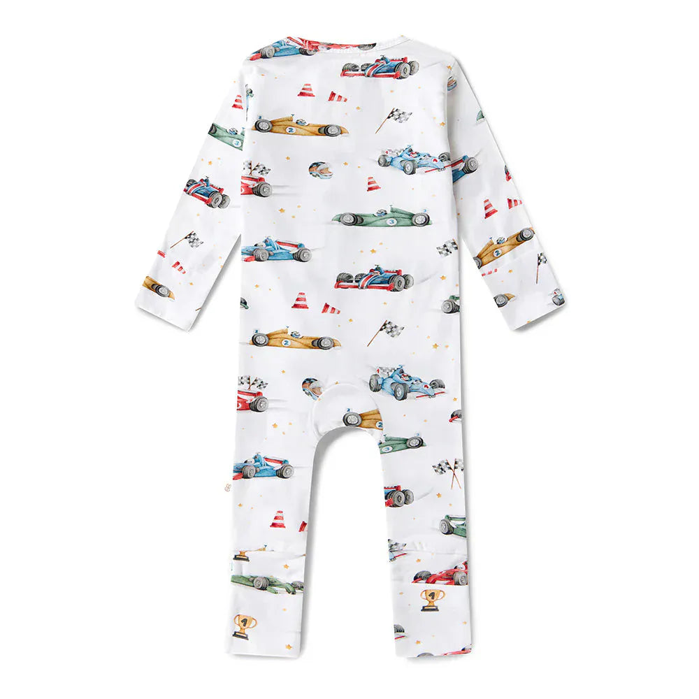 Snuggle Hunny Kids Unisex Onesie Little Racers Organic Snugglesuit Convertible Romper