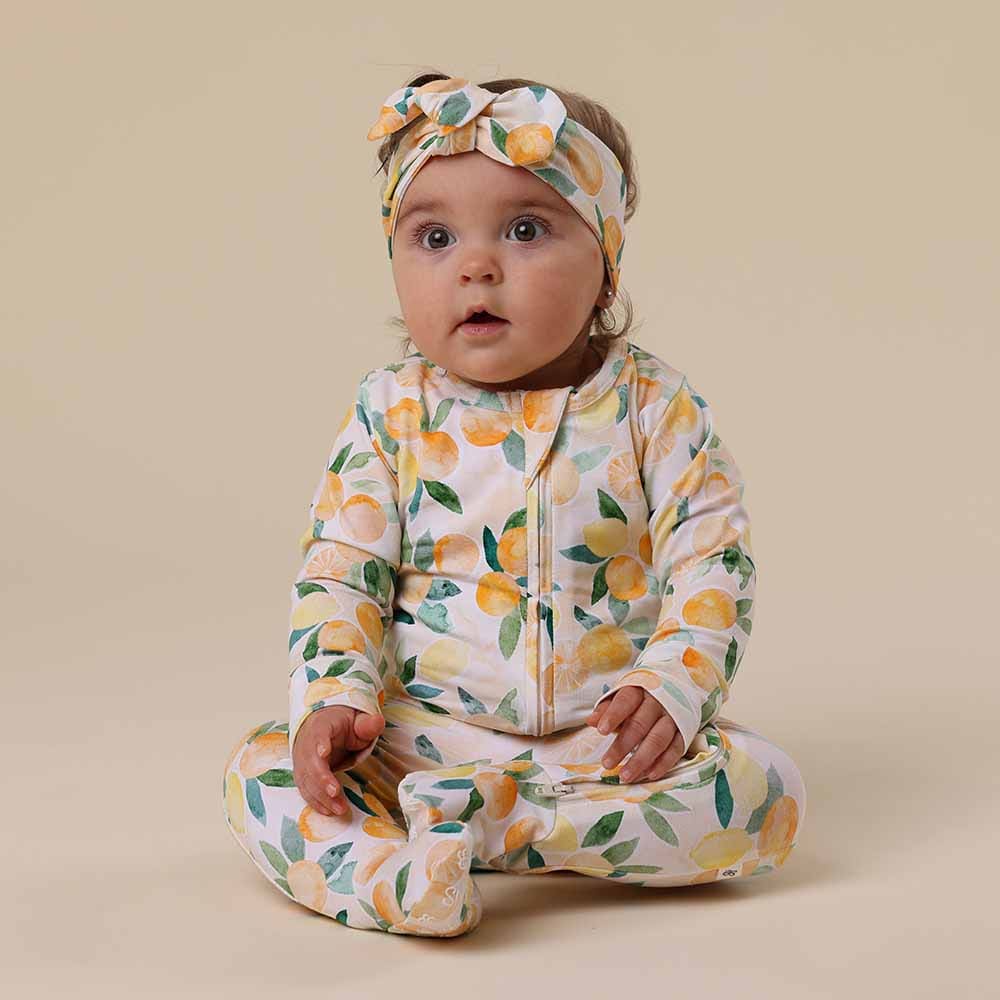 Snuggle Hunny Kids Unisex Onesie Sunny Citrus Organic Snuggle Sleepsuit Zip Footie
