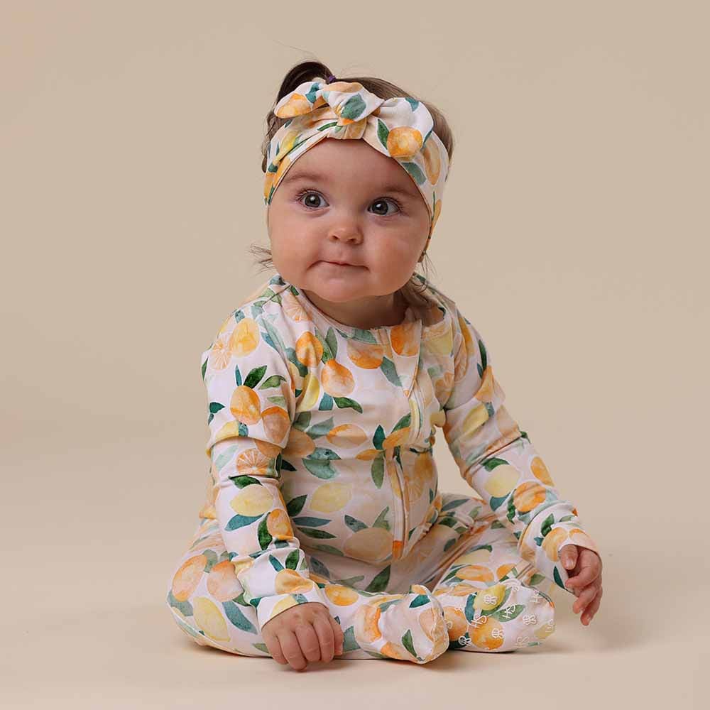 Snuggle Hunny Kids Unisex Onesie Sunny Citrus Organic Snuggle Sleepsuit Zip Footie