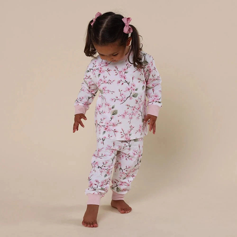 Snuggle Hunny Kids Unisex Sleepware Cherry Blossom Organic Kids Long Sleeve PJ Set