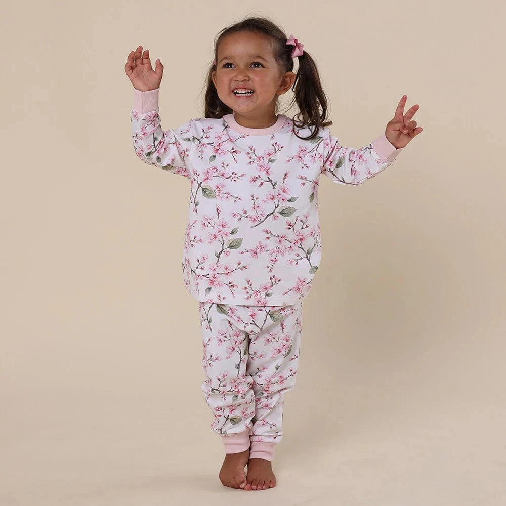 Snuggle Hunny Kids Unisex Sleepware Cherry Blossom Organic Kids Long Sleeve PJ Set