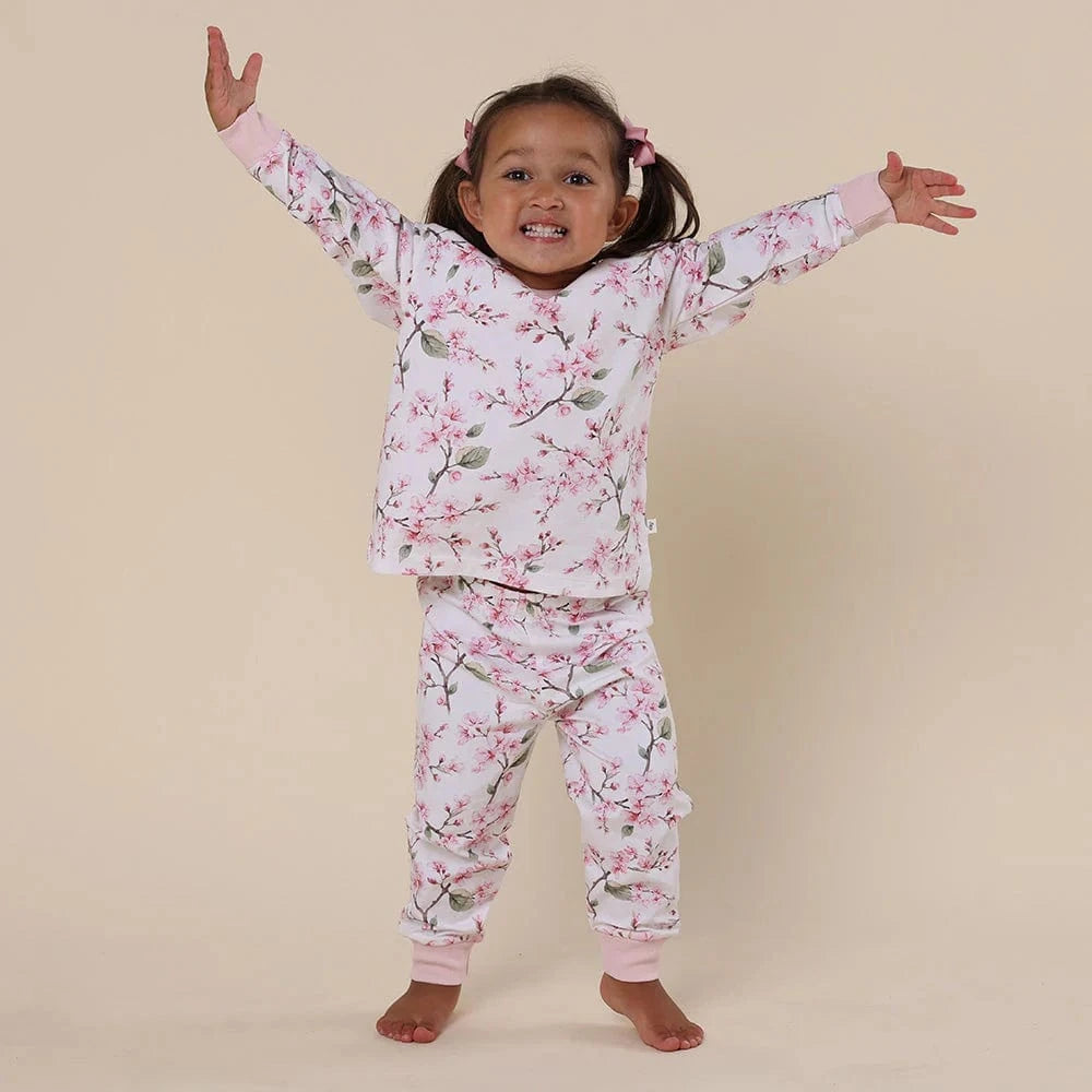 Snuggle Hunny Kids Unisex Sleepware Cherry Blossom Organic Kids Long Sleeve PJ Set