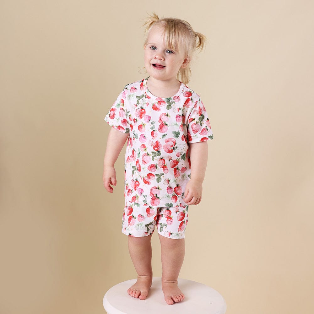 Snuggle Hunny Kids Unisex Sleepware Strawberry Organic Kids PJ Set
