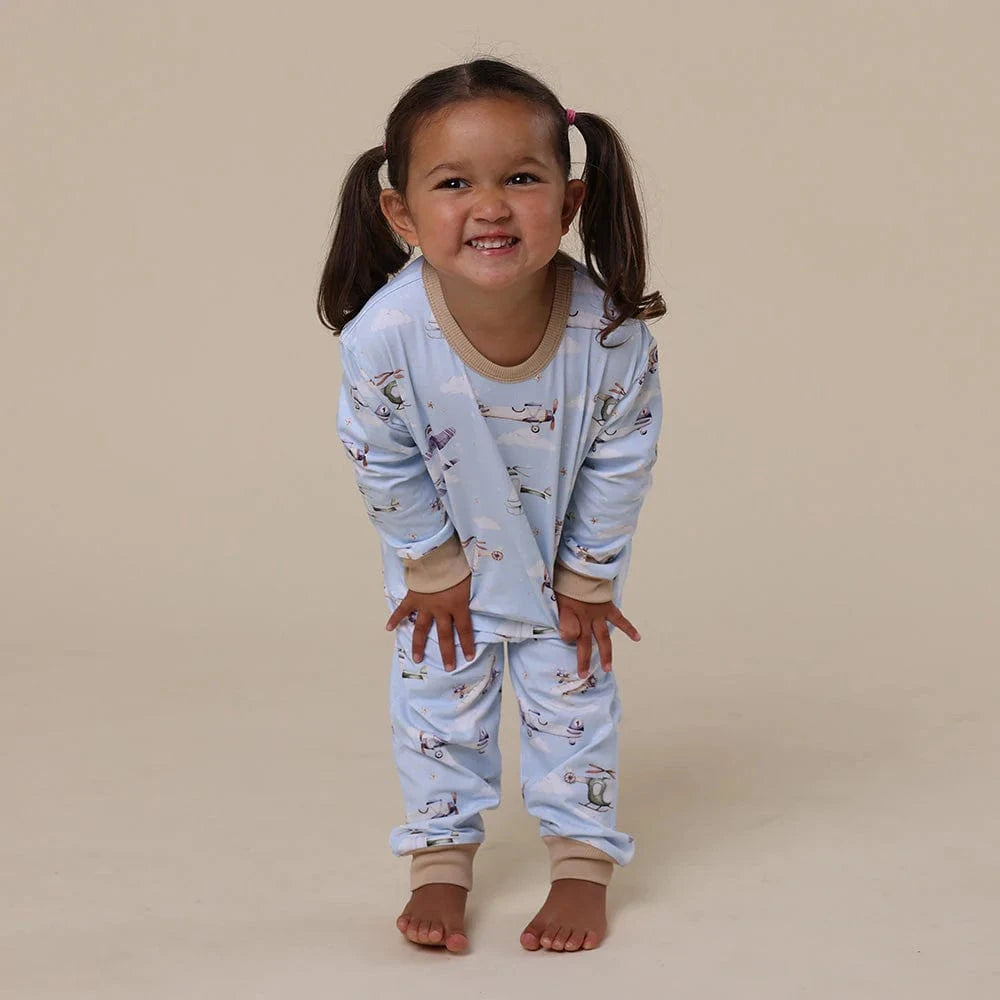 Snuggle Hunny Kids Unisex Sleepware Taking Flight Organic Kids Long Sleeve PJ Set