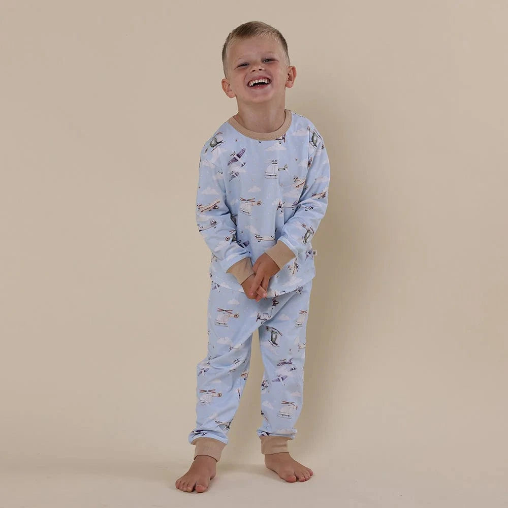 Snuggle Hunny Kids Unisex Sleepware Taking Flight Organic Kids Long Sleeve PJ Set