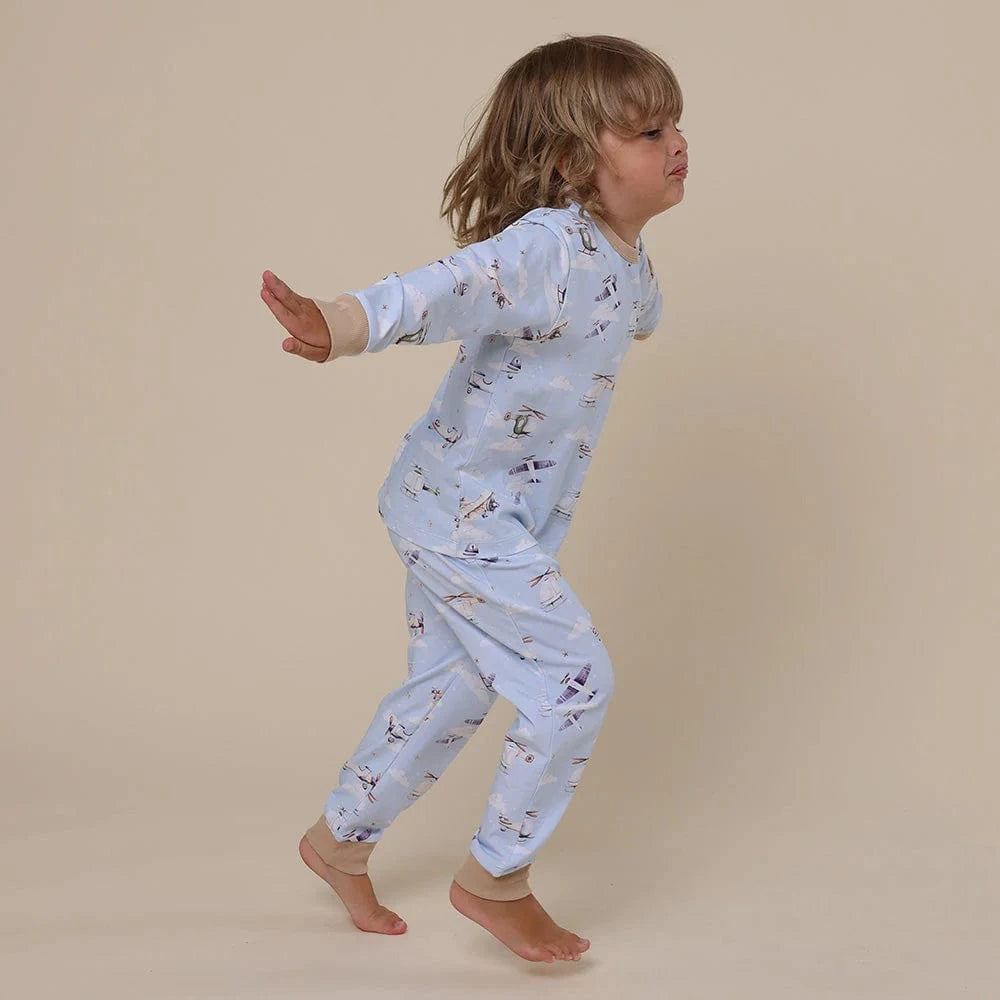 Snuggle Hunny Kids Unisex Sleepware Taking Flight Organic Kids Long Sleeve PJ Set