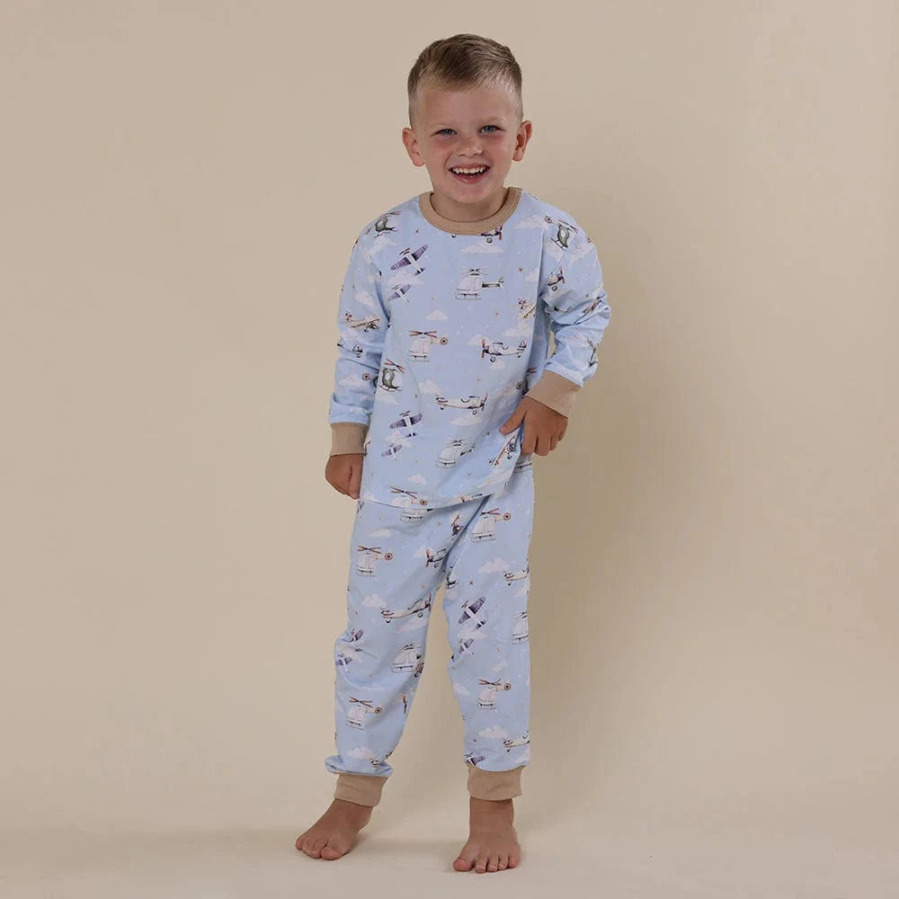 Snuggle Hunny Kids Unisex Sleepware Taking Flight Organic Kids Long Sleeve PJ Set