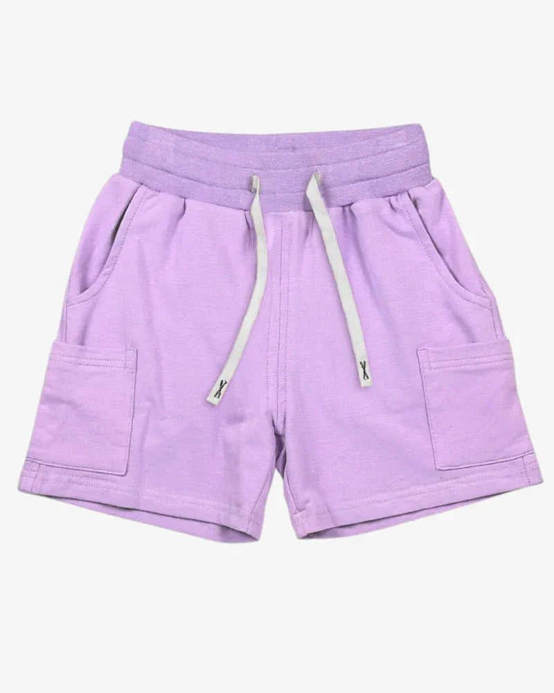 Purple relaxed girls' shorts from The Girl Club, casual and comfortable youth bottoms for ages 2-3 years.