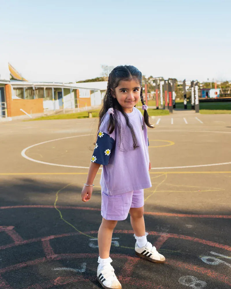 Girls' purple relaxed shorts from The Girl Club, casual and comfortable girls' bottoms with a relaxed fit.