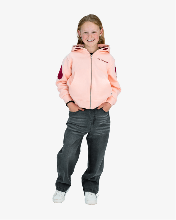 The Girl Club Girls Jacket Pink Heart Zip Hood