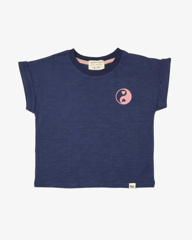 Navy TGC Slub Girls Top by The Girl Club, soft fabric with a casual fit, suitable for young girls aged 2-3 years.