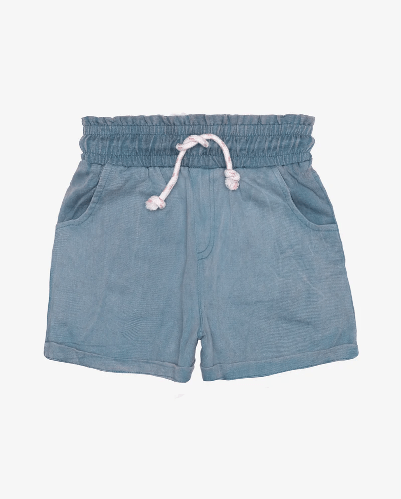 The Girl Club Shorts Vintage Blue Wash Twill Shorts