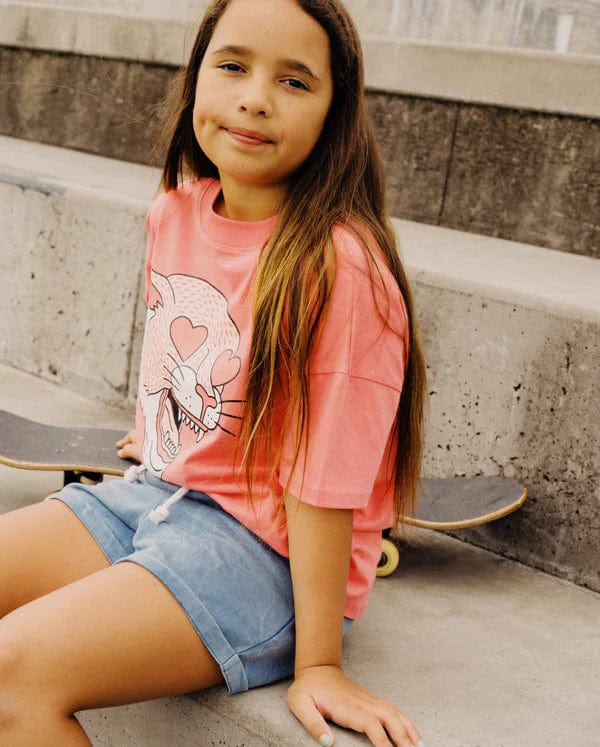 The Girl Club Shorts Vintage Blue Wash Twill Shorts