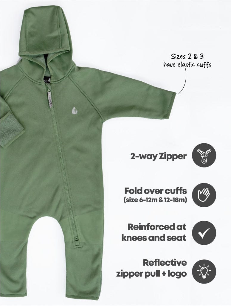 Therm Boys All In Ones All-Weather Fleece Onesie - Forest Moss