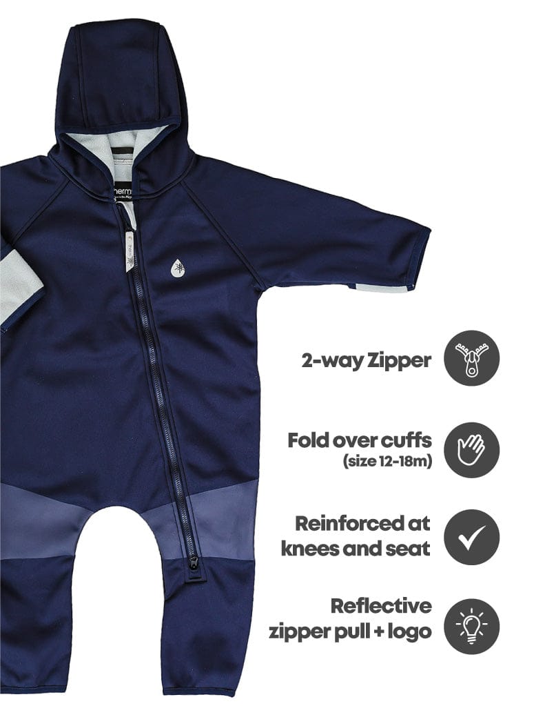 Therm Boys All In Ones All-Weather Fleece Onesie - Navy