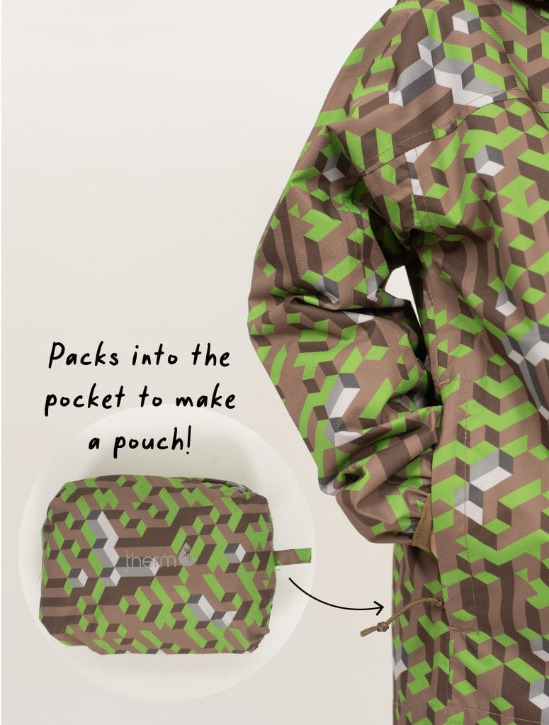 Therm Boys Jacket 10K Packaway Rainshell - Tech Block