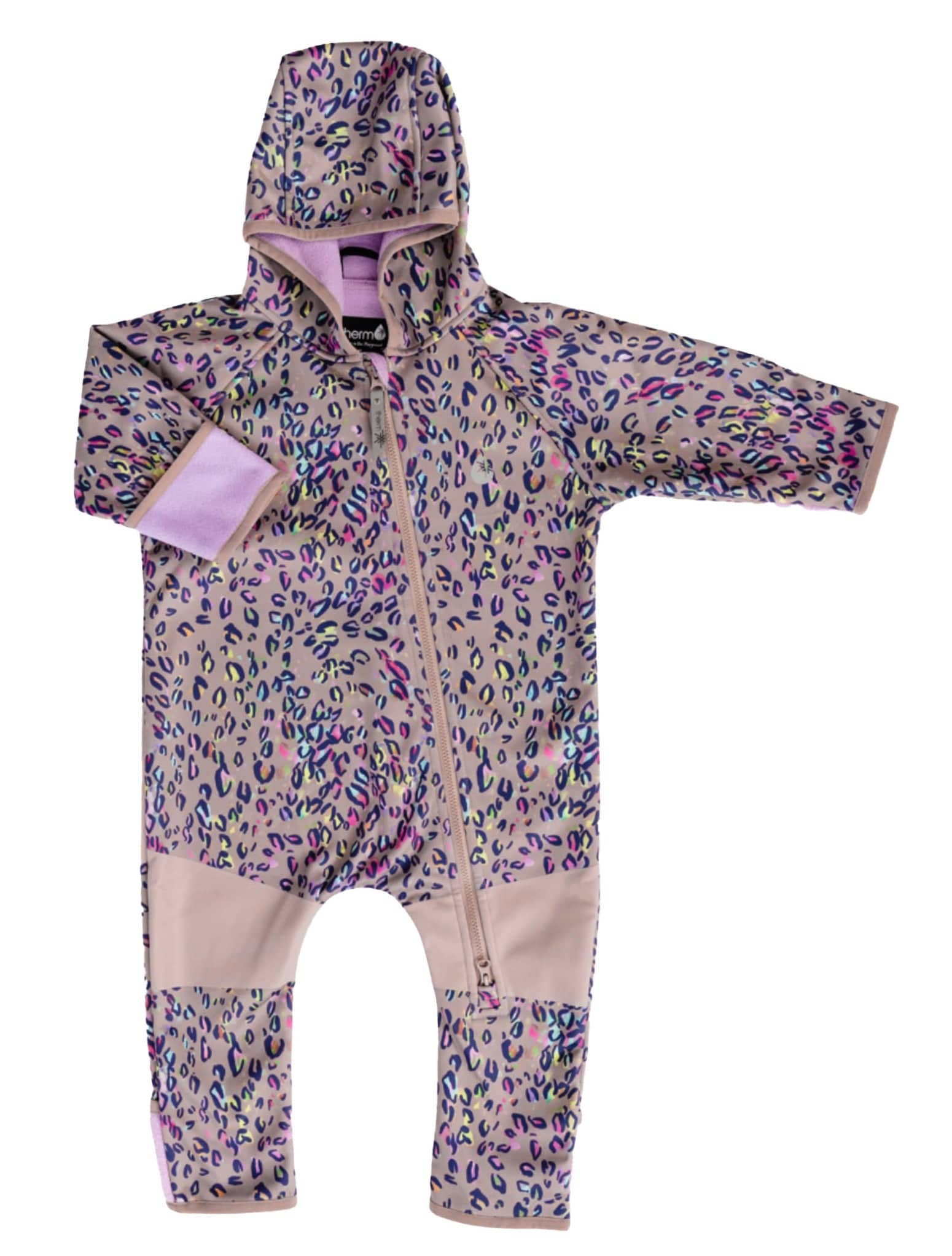 Therm Girls All In One All-Weather Fleece Onesie - Rainbow Leopard