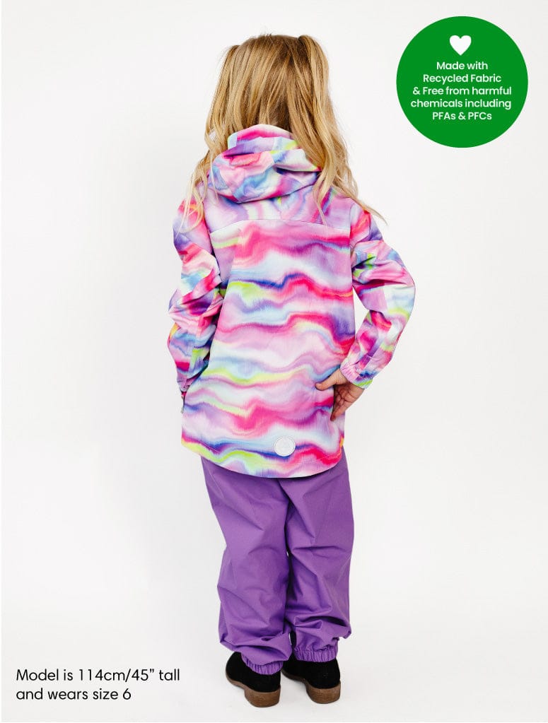 Therm Girls Jacket 10K Packaway Rainshell - Rainbow Wave