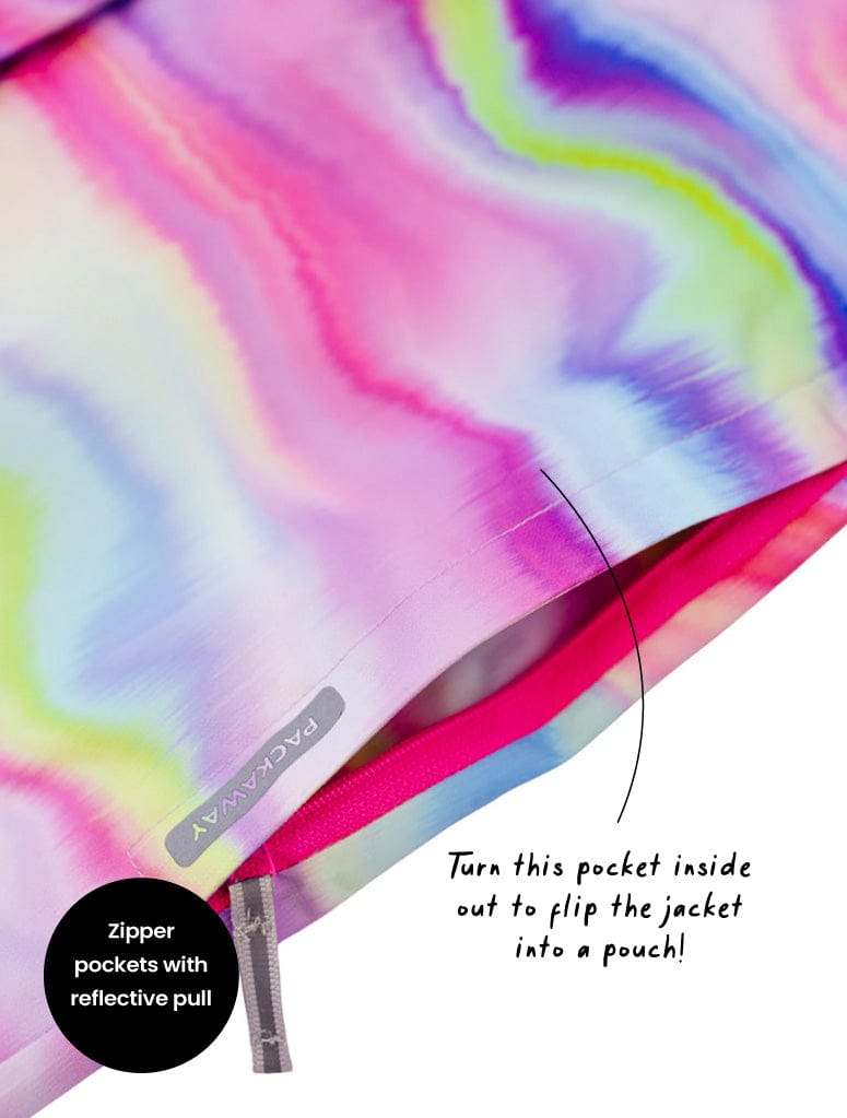Therm Girls Jacket 10K Packaway Rainshell - Rainbow Wave