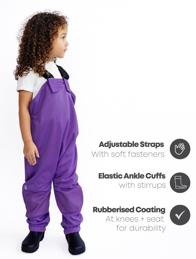Therm Girls Pants All-Weather Fleece Overalls - Violet
