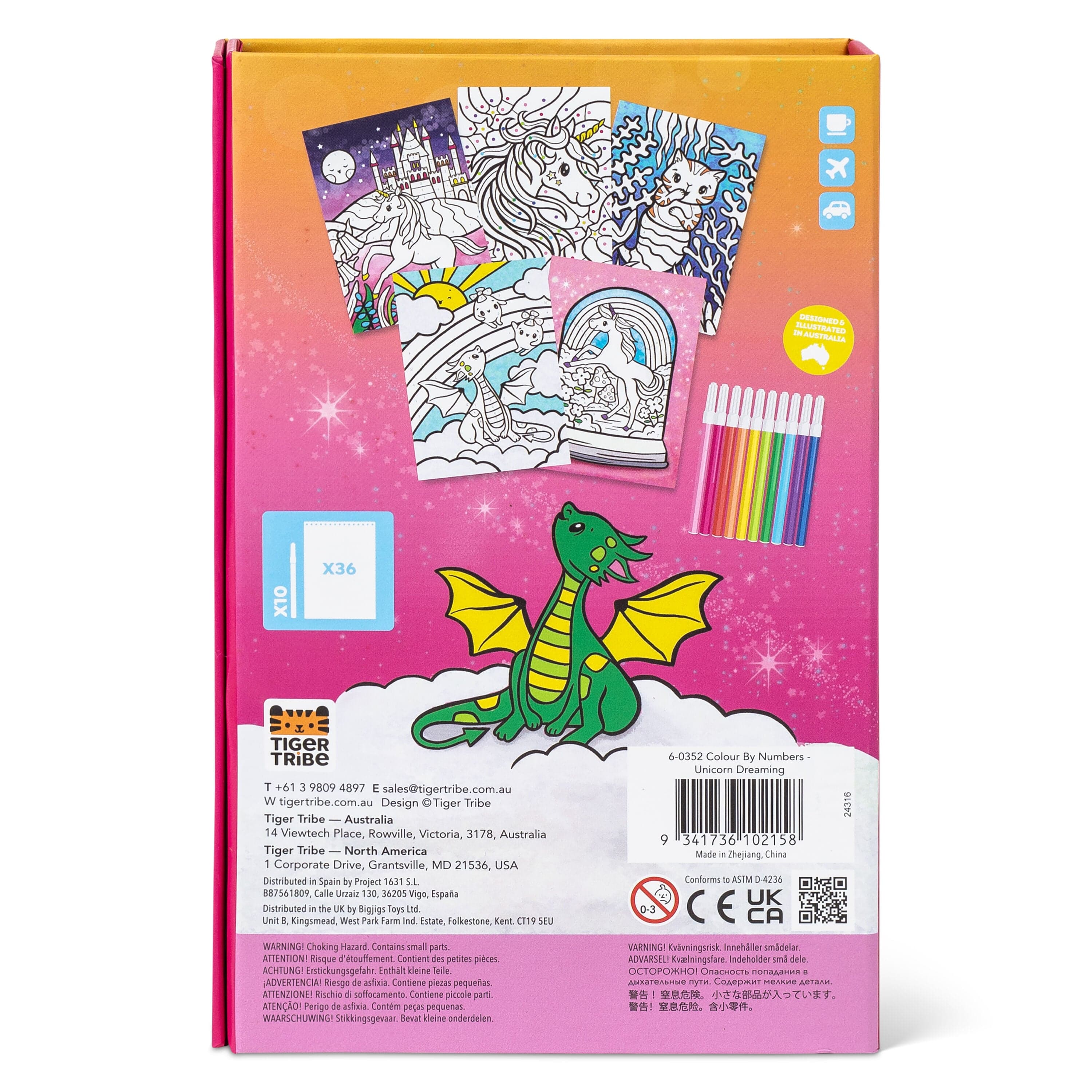 Tiger Tribe Gift Stationery Colour by Numbers - Unicorn Dreaming